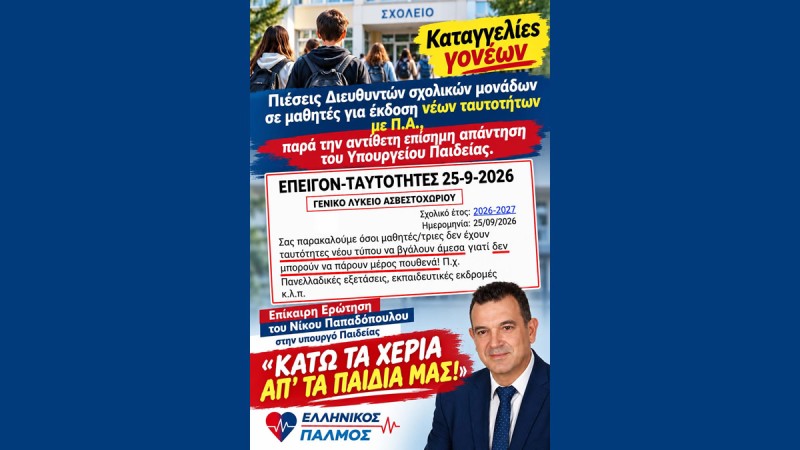 Απειλούν μαθητές με αποκλεισμό από τις Πανελλαδικές για μια… ταυτότητα!