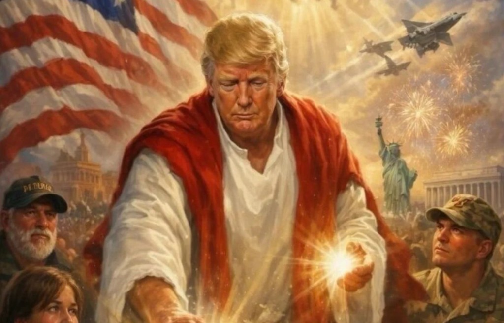 Ν.Τραμπ: «Δεν είμαι ο Χριστός, αλλά με αγκαλιάζει ο Χριστός»(φώτο)